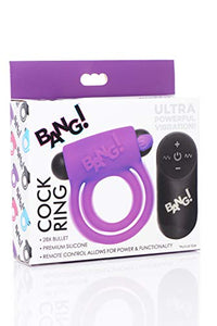Bang! Silicone Cock Ring & Bullet W/ Remote Purple