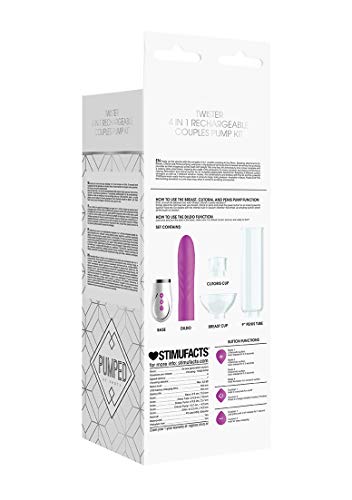 Pumped By Shots America - Twister - 4 In 1 Rechargeable Couples Pump Kit - Purple