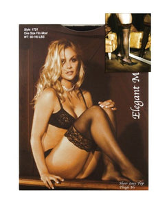 Sheer Lace Top Thigh Highs Black O/S