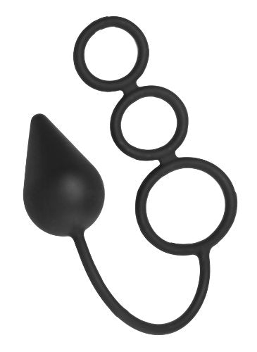 Master Series Triple Threat Silicone Tri Cock Ring And Anal Plug