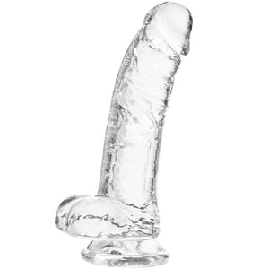 Realistic Dildo Stimulator- 8.2 '' Big Dildos with Suction Cup Adult Sex Toy for Women/Men/Gay, Flexible Clear with Curved Shaft