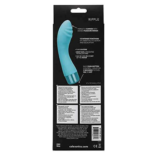 Calexotics Eden Ripple     10 Function Waterproof Silicone Vibrator     Adult Sex Toys For Couples - G Spot Massager     Blue