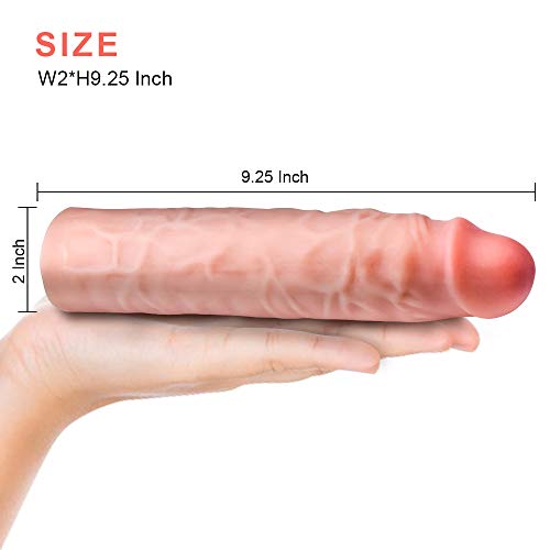 Reusable Penis Sleeve Extender Realistic Textured Cock Extender Body-Safe Stretchy Ultra-Soft Material Cock Enlarger Applicative For Men & Couple