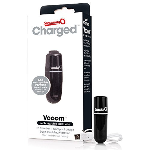 Screaming O Charged Vooom Rechargeable Bullet Vibe, Black