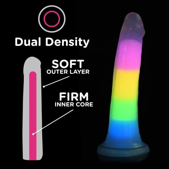 Lollicock 7In Glow In The Dark Rainbow Silicone Dildo