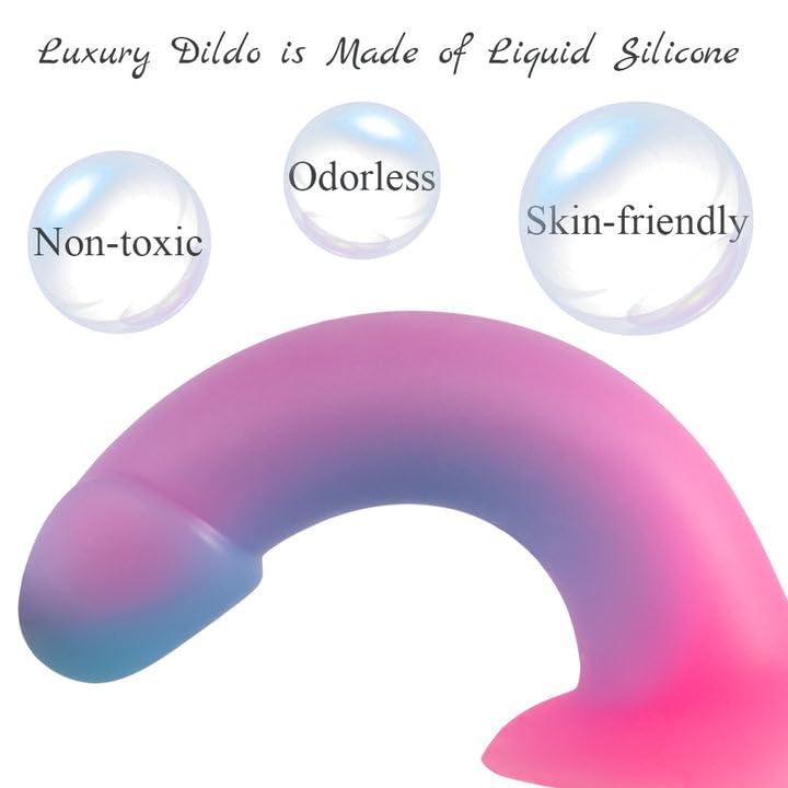 7 Inch Silicone Realistic Dildo,Colorful Glowing Penis Toy for Vaginal and Anal Sex,Adult Sex Toy for G-spot and Prostate Orgasm