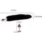 OOIIXX Anal Plug with Sexy Tail for Cosplay, Adult Sex Toys of Stainless Steel Anal Plug (18 inch Black, Small)