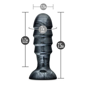 Blush Jet Bruiser  7 12 Inch Oversized Ridged Probe Medium Tapered Ribbed Lock On Harness Compatible Sex Toy For Partner Play