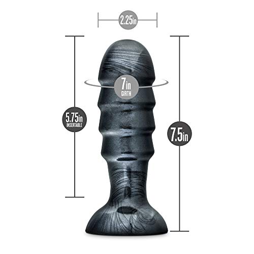 Blush Jet Bruiser  7 12 Inch Oversized Ridged Probe Medium Tapered Ribbed Lock On Harness Compatible Sex Toy For Partner Play