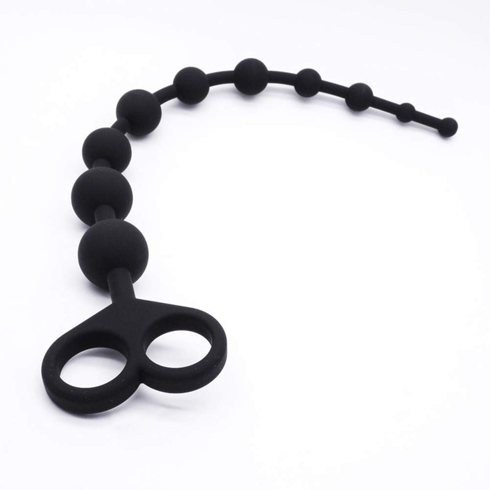 Anal Beads Silicone Butt Plugs Anal Trainer Plug Pull Ring Chain with 10 Beads G-spot Prostate Massage Masturbation Sex Toys for