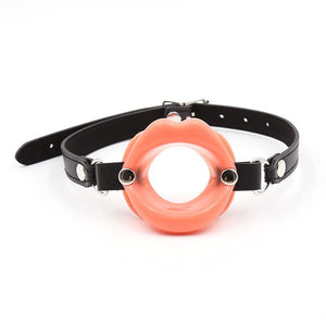 Open Mouth Gag Rose Lips Shaped Opening O Ring Mouth Gag Silicone Opening Gag Sex Toys Mouth Gags for Adult Play Bondage Leather