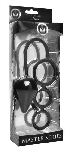 Master Series Triple Threat Silicone Tri Cock Ring And Anal Plug