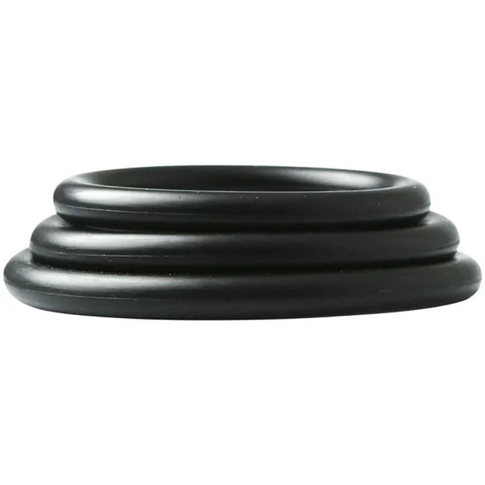Sex And Mischief Nitrile Cock Ring 3 Pack, Black