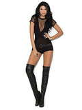 Elegant Moments Daring Fishnet Romper Black