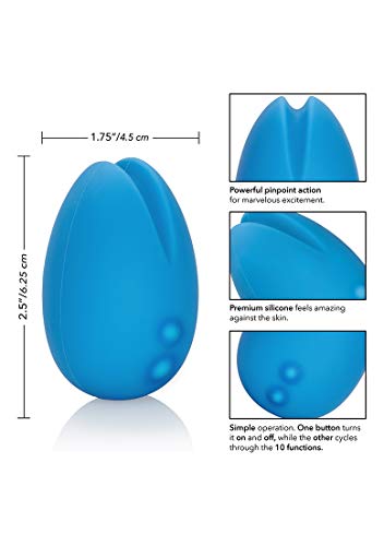 Calexotics Mini Marvels Marvelous Eggciter - Silicone Waterproof Compact Vibrator - 10 Function Rechargeable Vibe - Adult Sex Toy Massager For Couples - Blue
