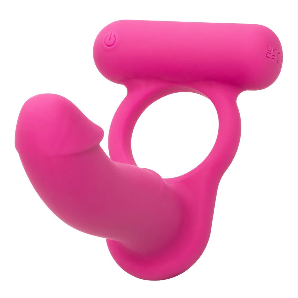 CalExotics Silicone Rechargeable Double Diver - Rechargeable Pleasure Probe Ring - Waterproof Massager Sex Toy for Couples - Pin