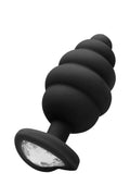 Ouch XLarge Ribbed Diamond Heart Plug BL