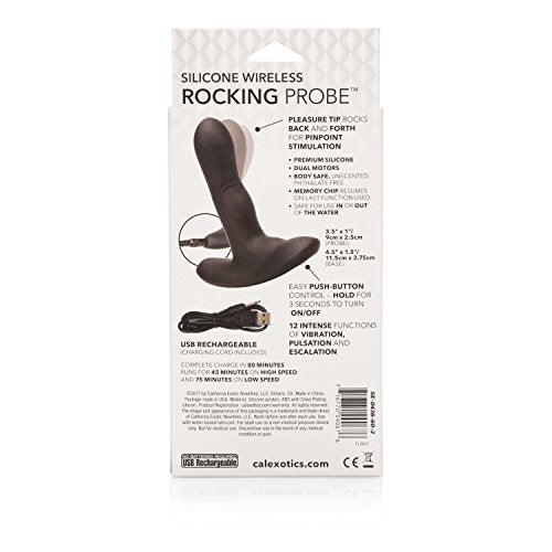 Calexotics Silicone Wireless Rocking Probe - Silicone Vibrator Prostate Anal Plug - Adult Stimulator Fetish Sex Toy For Couples - Black