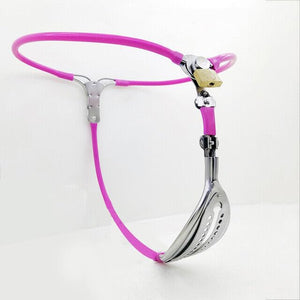 Female Invisible Chastity Device with Hole Stainless Steel Adjustable BDSM Slave Chastity Belt Underwear Invisible Thong Pant Lo