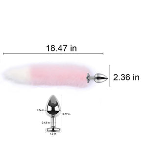 OOIIXX Anal Plug with Sexy Tail for Cosplay, Adult Sex Toys of Stainless Steel Anal Plug (Pink, Medium)