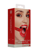 Silicone Ring Gag  W/ Leather Straps Red