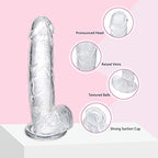 Realistic Transparent Dildo 7.9 Inch Dildo, Adult Sex Toy With Suction Cup, Suitable For Female/Male/Couple, Flexible Dildo With Curved Shaft And Ball, Can Be Used For Vagina G-Spot And Anal Play