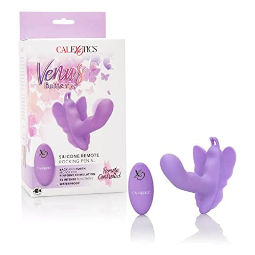 Calexotics Venus Butterfly Silicone Remote Rocking Penis - Hands Free Strap On Personal Massager Probe With Controller - Waterproof Adult Vibrator Sex Toy For Couples - Purple