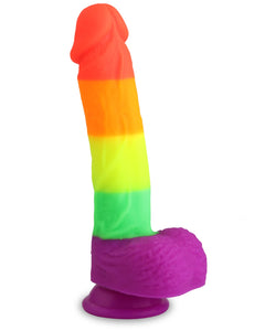 8.1 Inch Realistic Rainbow Dildo with Strong Suction Cap Base for Hands-Free Play, Ultra-Soft and Flexible Cock for G Spot Anal