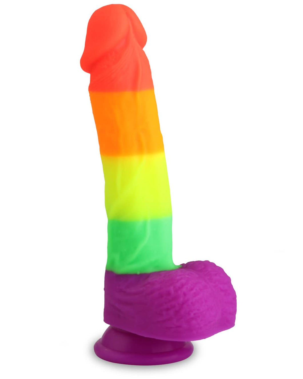 8.1 Inch Realistic Rainbow Dildo with Strong Suction Cap Base for Hands-Free Play, Ultra-Soft and Flexible Cock for G Spot Anal