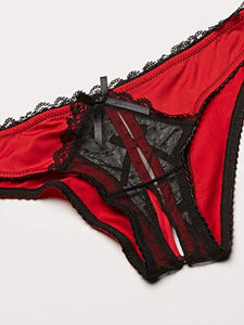 Rene Rofe Womens Crotchless Frills Panty, Red, Medium/Large