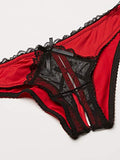 Rene Rofe Womens Crotchless Frills Panty, Red, Medium/Large