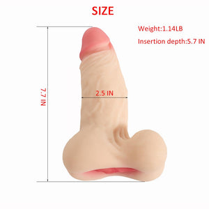 2 in 1 Realistic Dildo Male Masturbators with Pocket Pussy Vigina,Lifelike Dildo Sex Doll with Balls,Portable Adult Sex Love Toy
