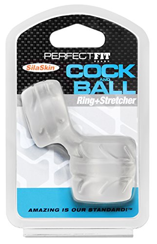 Perfect Fit Cock And Ball Cock Ring And Ball Stretcher, Silaskin(Tm), Stretchy, Comfortable, Snug Fit, Clear