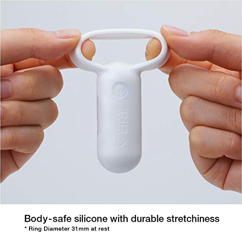 Tenga Smart Vibe Vibrating Ring Rechargeable Dual Partner Stimulating Vibrator Tsv002 Pearl, White, 1 Count