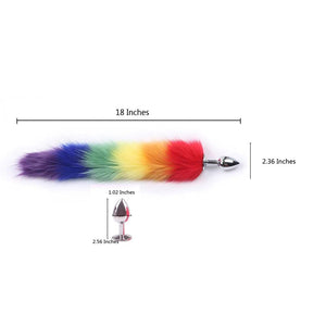 Ooiixx Butt Plug Fox Tail Cosplay Anal Plug Anal Butt Plug Adult Sex Toys for Beginner Women Men Couple (18 '' Rainbow-1)