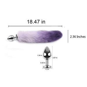 OOIIXX Anal Plug with Sexy Tail for Cosplay, Adult Sex Toys of Stainless Steel Anal Plug (Purple, Medium)
