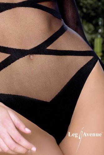 2 Pc Sheer Criss Cross Long Sleeved Teddy And Thigh Highs