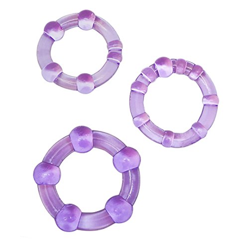 Blush Stay Hard Soft Stretchy Beaded Male Enhancement Cock Rings - Pack Of 3 - Purple