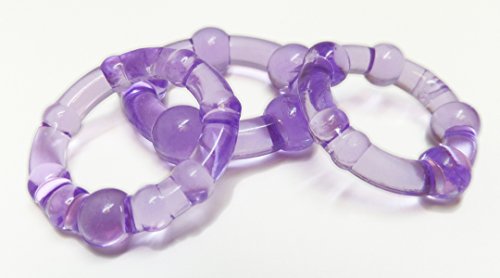 Blush Stay Hard Soft Stretchy Beaded Male Enhancement Cock Rings - Pack Of 3 - Purple