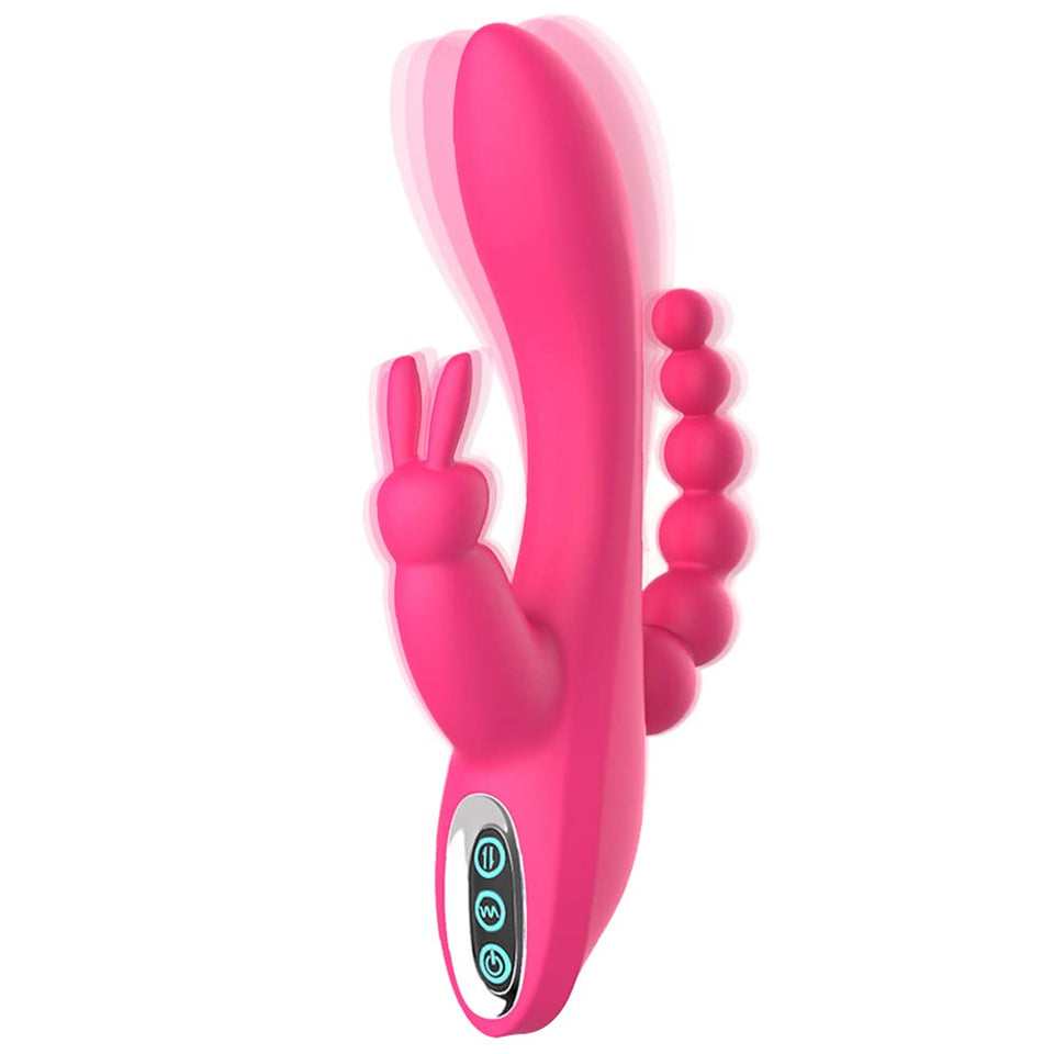 G Spot Rabbit Vibrator for Women Clitoris Stimulation with 7 Powerful Vibrations, Adorime Rechargeable 3 in 1 Clit Anal Stimulat