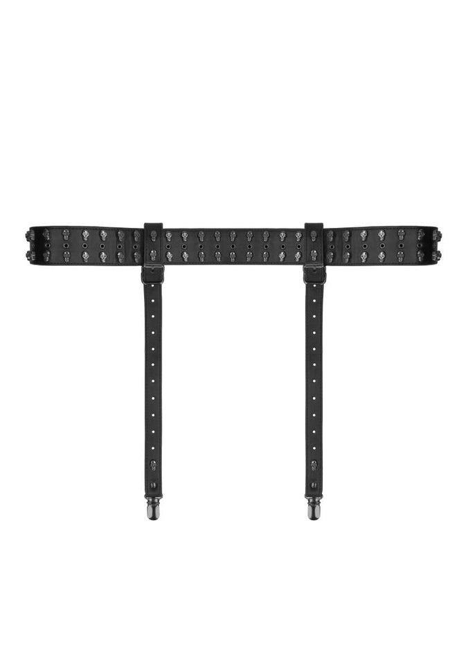 (Wd) Ouch! Skulls & Bones Gart Belt W/ Skulls Black
