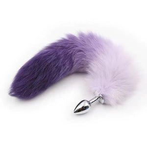 OOIIXX Anal Plug with Sexy Tail for Cosplay, Adult Sex Toys of Stainless Steel Anal Plug (Purple, Small)