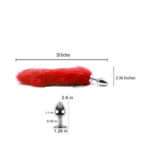 Ooiixx Butt Plug Fox Tail Cosplay Anal Plug Anal Butt Plug Adult Sex Toys for Beginner Women Men Couple (18 '' Red Kit)