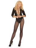 French Cut Support Pantyhose. - One Size - Black