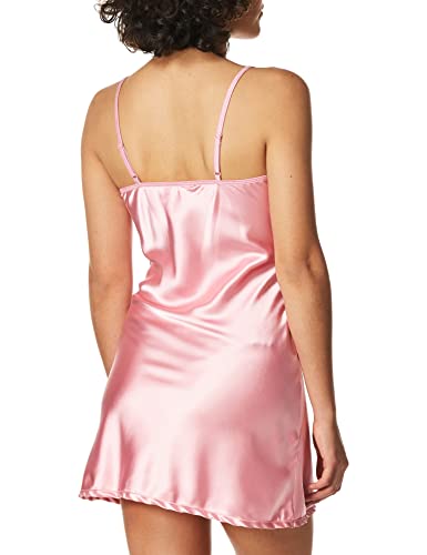 Elegant Moments Women'S Charmeuse Babydoll With Lace Bodice Underwire Cups, Pink, Small
