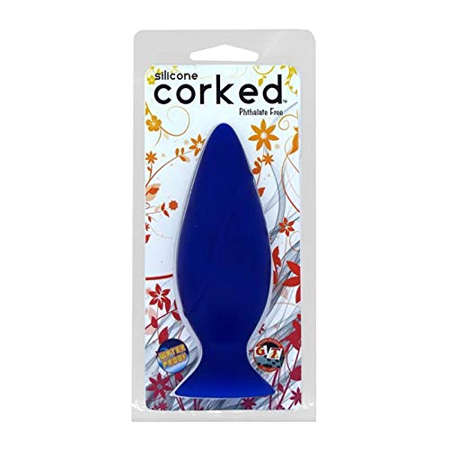 Corked Medium - Silicone Butt Plug, 4.75 Inch, Blue