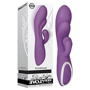 Rampage Powerful Thick Dual Silicone Rechargeable Rabbit Vibrator Purple