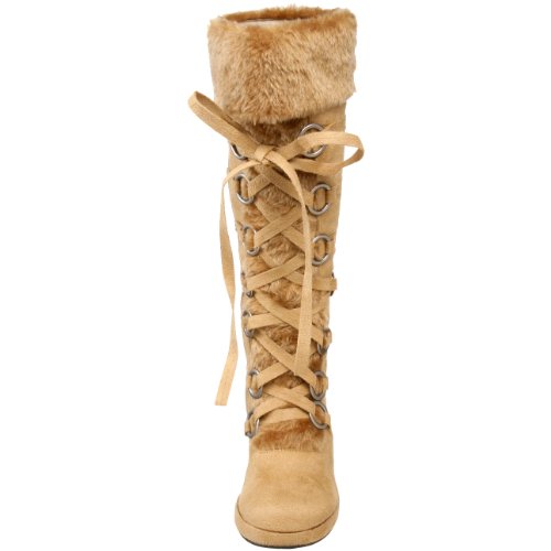Funtasma Hunter-200 Tan Microfiber Knee Boot With Synthetic Fur Trim 3.75 Inch Size 9
