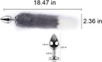 OOIIXX Anal Plug with Sexy Tail for Cosplay, Adult Sex Toys of Stainless Steel Anal Plug (Gray-White Kit, Medium)