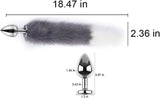OOIIXX Anal Plug with Sexy Tail for Cosplay, Adult Sex Toys of Stainless Steel Anal Plug (Gray-White Kit, Medium)
